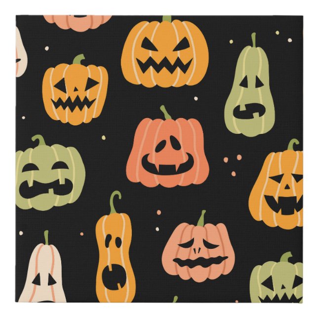 Spooky Elegance: Halloween Pumpkin Art Faux Canvas Print (Front)