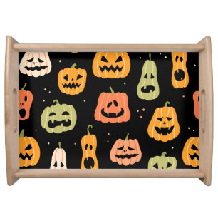 Spooky Elegance: Halloween Pumpkin Art Serving Tray