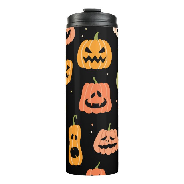 Spooky Elegance: Halloween Pumpkin Art Thermal Tumbler (Front)