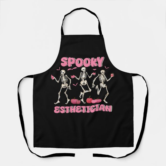 Spooky Esthetician Halloween Skeleton Skin Therapi Apron (Front)
