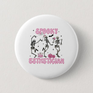 Spooky Esthetician Halloween Skeleton Skin Therapi Button