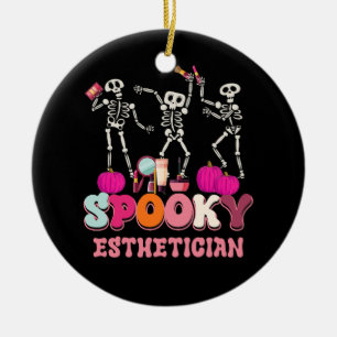 Spooky Esthetician Halloween Skeleton Skin Therapi Ceramic Ornament
