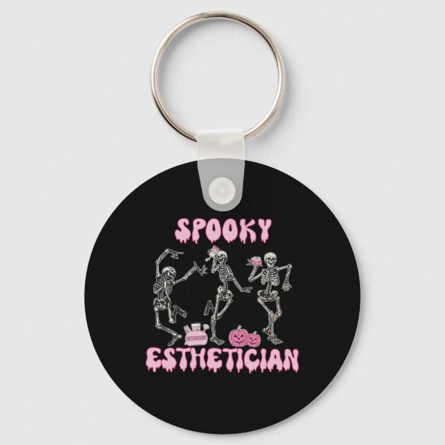 Spooky Esthetician Halloween Skeleton Skin Therapi Keychain (Front)