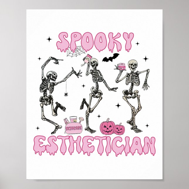 Spooky Esthetician Halloween Skeleton Skin Therapi Poster (Front)