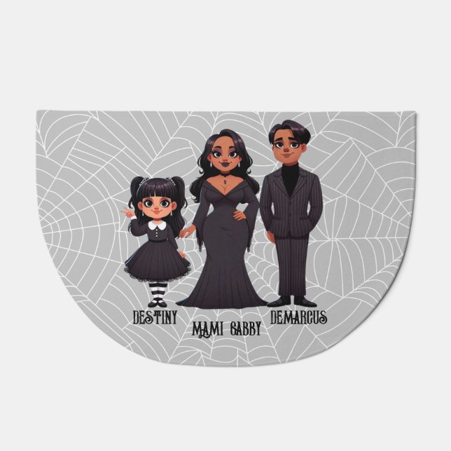 Spooky Ethnic Family Cute Halloween Doormat (Front)