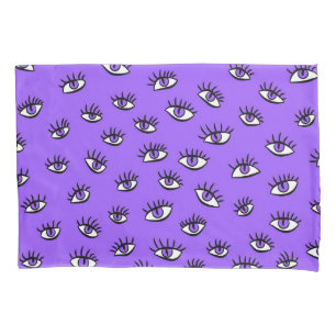Spooky Evil Eyes Purple Halloween Pillow Case