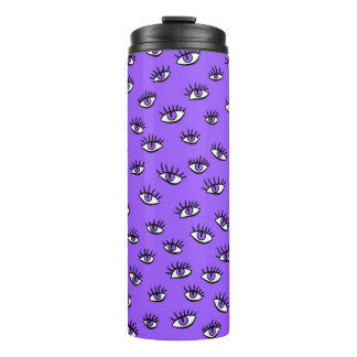 Spooky Evil Eyes Purple Halloween Thermal Tumbler