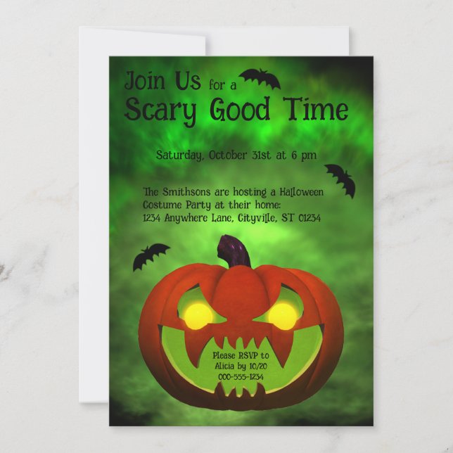 Spooky Evil Halloween Pumpkin Invitation (Front)