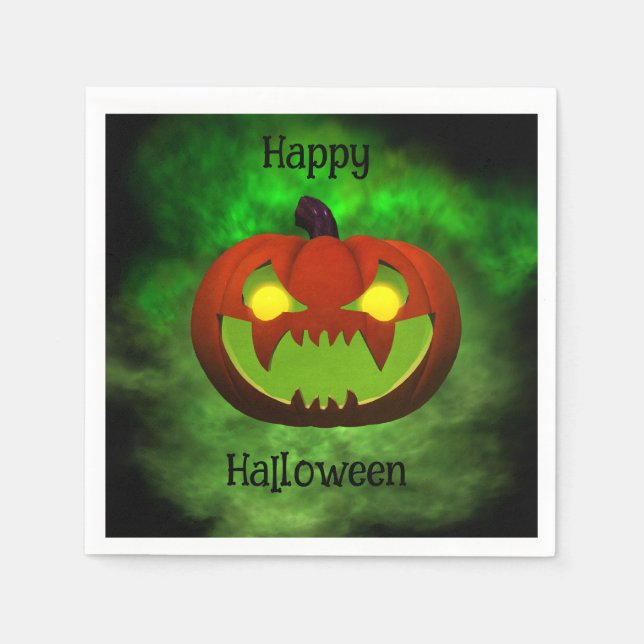 Spooky Evil Halloween Pumpkin Napkins (Front)