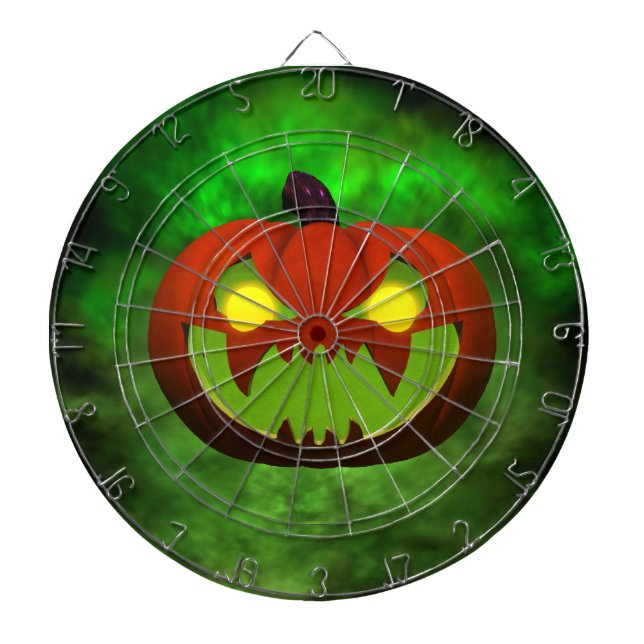 Spooky Evil HalloweenPumpkin Dartboard With Darts (Front)