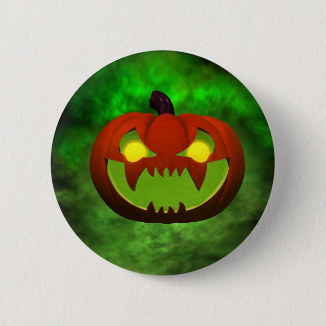 Spooky Evil HalloweenPumpkin Pinback Button (Front)