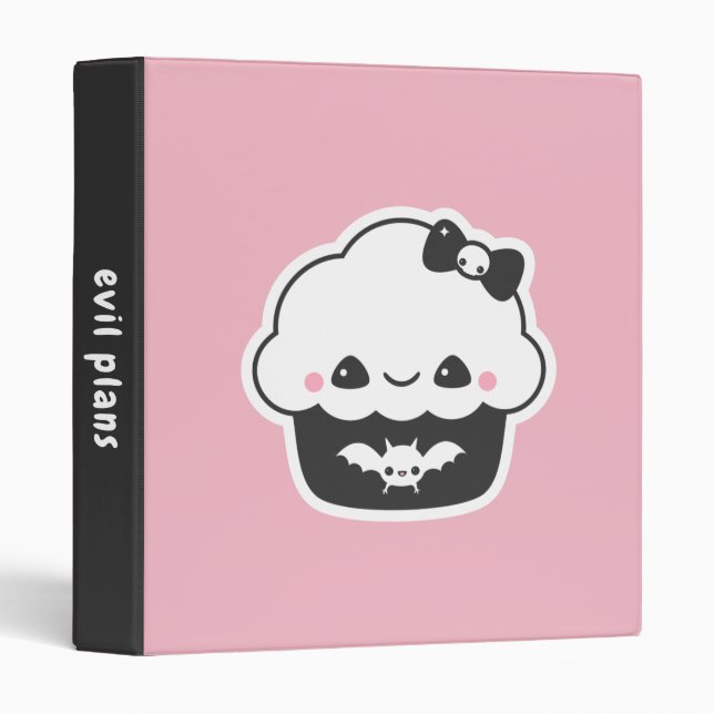 Spooky Evil Plans Cute Cupcake 3 Ring Binder (Front/Spine)