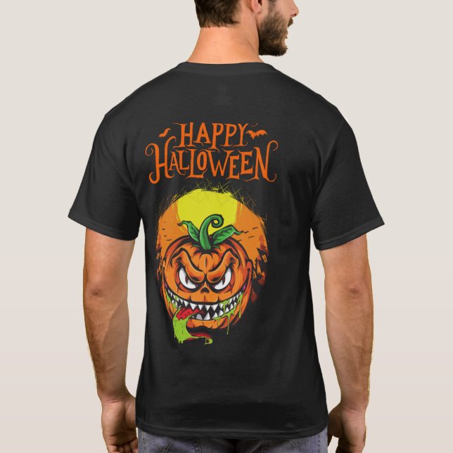 "Spooky Evil Pumpkin Halloween T-Shirt – Trick or  (Back)
