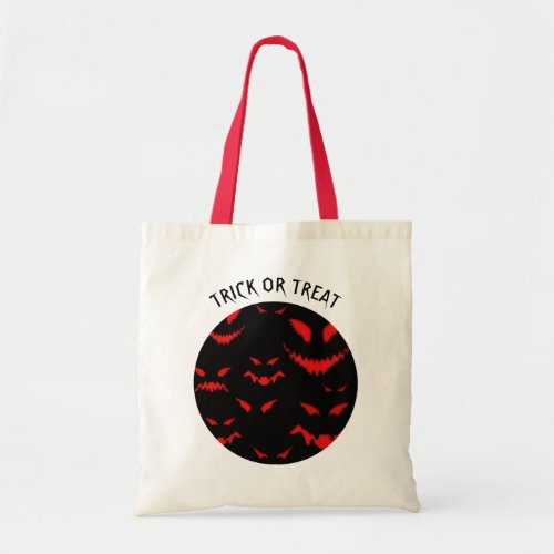 Spooky Evil Red Faces Trick or Treat Halloween Tote Bag