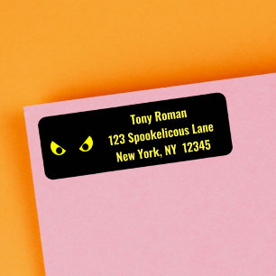 Spooky Evil Yellow Halloween Eyes Label