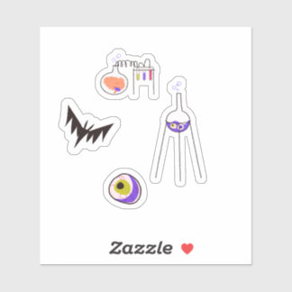 Spooky Eye Bat Mad Science Retro Halloween Sticker