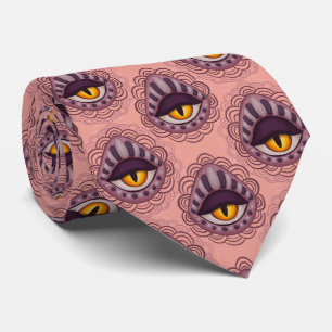 Spooky Eye Pink Witchy Halloween Neck Tie