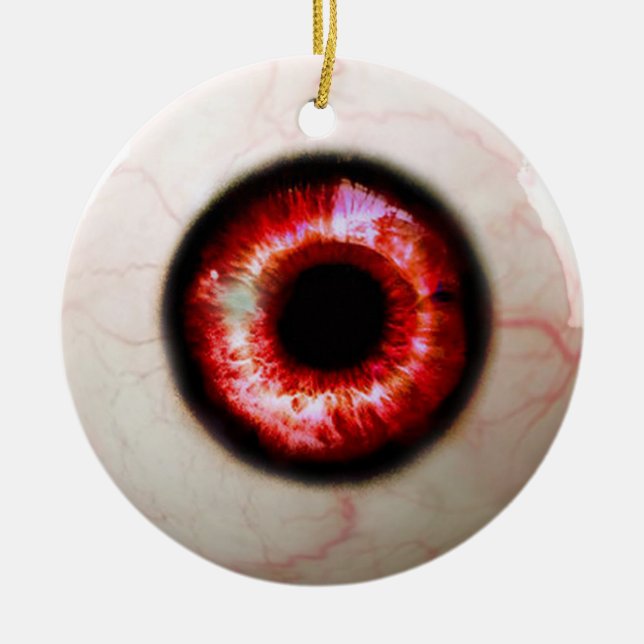 Spooky Eyeball Ceramic Ornament (Front)