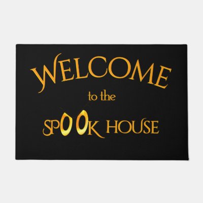 Spooky Eyes Cartoon w Monogram Doormat