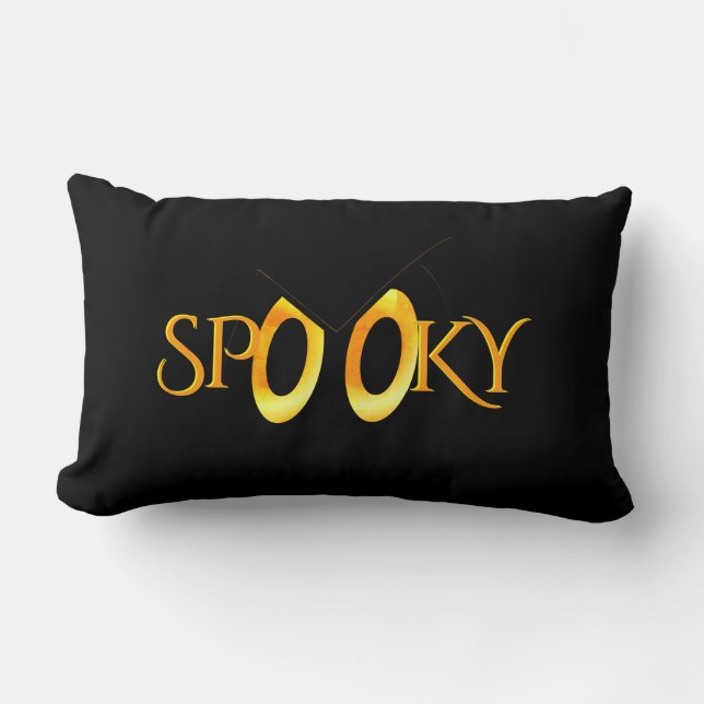 Spooky Eyes Cartoon w Monogram Lumbar Pillow (Front)