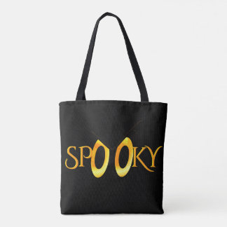 Spooky Eyes Cartoon w Monogram Tote Bag