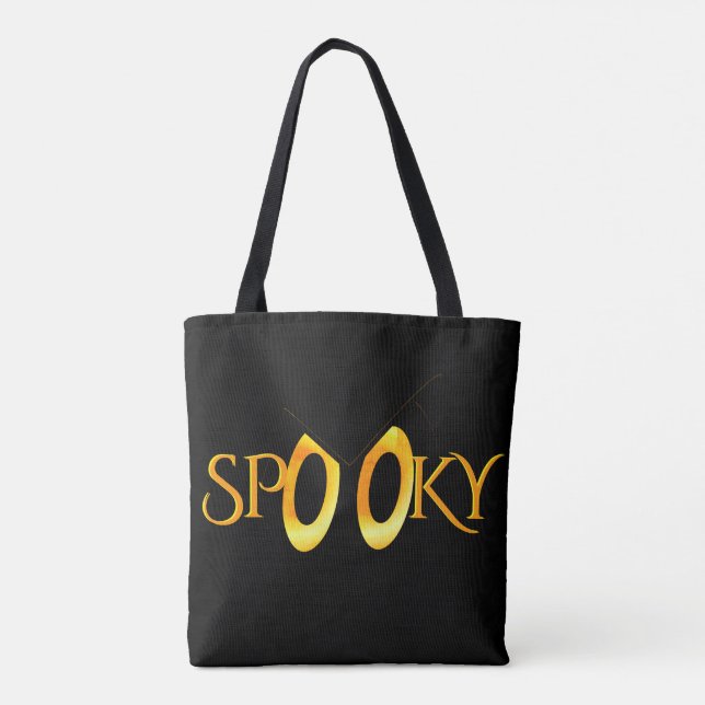 Spooky Eyes Cartoon w Monogram Tote Bag (Back)