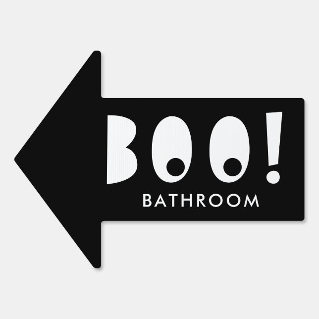 Spooky Eyes Halloween Black & White Arrow Bathroom Sign (Front)