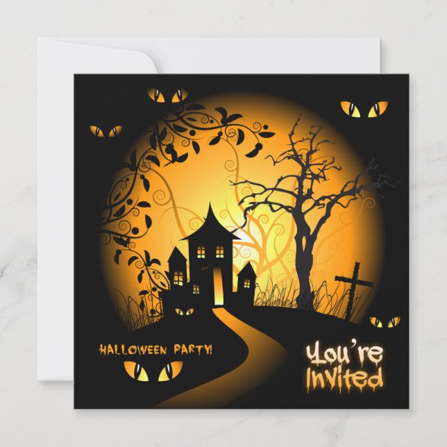 Spooky Eyes Haunted House Invitation (Front)