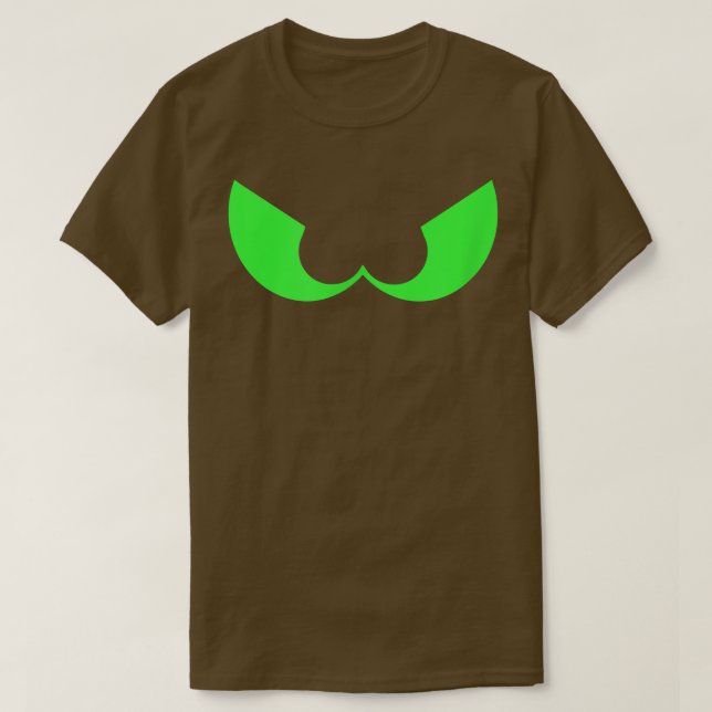 Spooky Eyes Scary Halloween , Green On Black 6400 T-Shirt (Design Front)