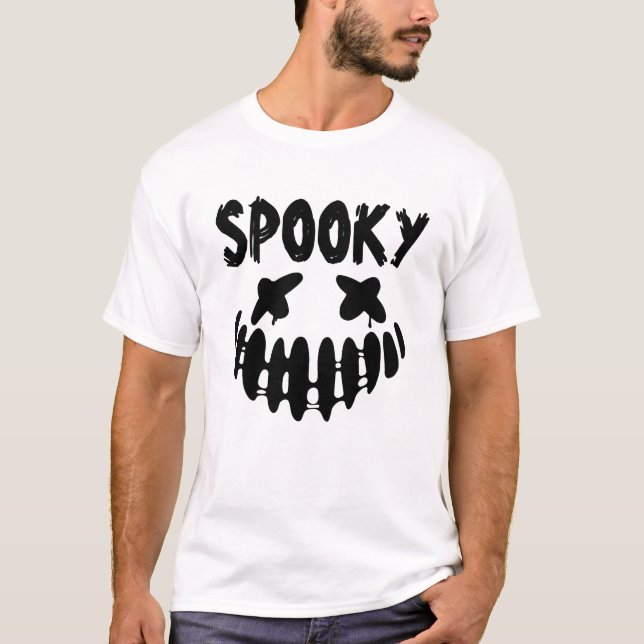 Spooky Face Happy Halloween for men T-Shirt (Front)