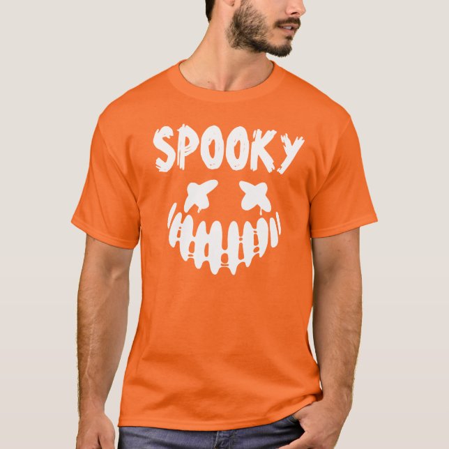 Spooky Face Happy Halloween for men T-Shirt (Front)
