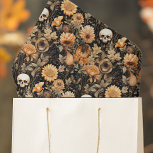 Spooky Fall Floral Skull Tissue Paper