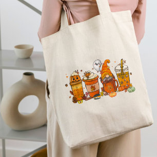 Spooky Fall Gnome Pumpkin Spice Coffee Aesthetic Tote Bag