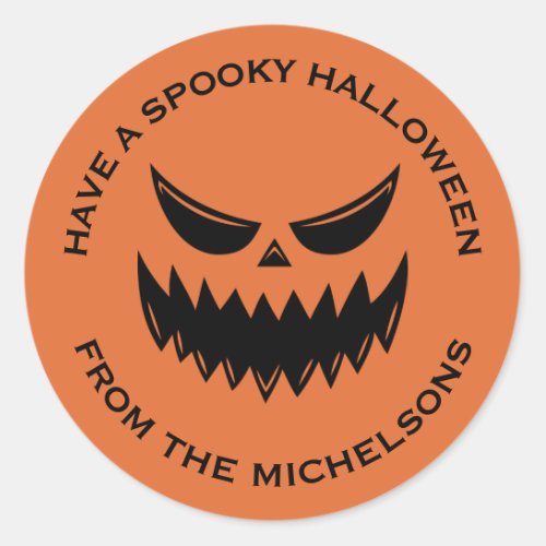 Spooky Fall Halloween Jack O Lantern Pumpkin Face Classic Round Sticker