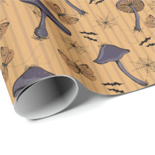Spooky Fall Striped Butterfly Halloween Wrapping Paper