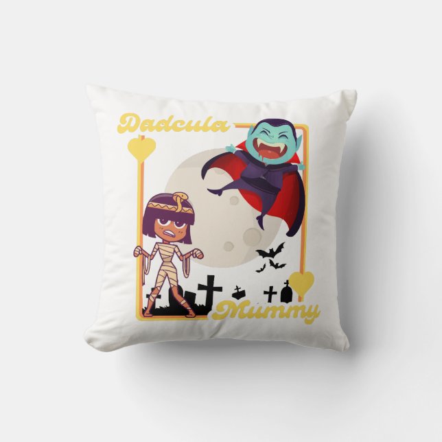 Spooky Family Halloween Throw Pillow (Front)