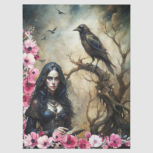 Spooky Fantasy Arcana Gothic Girl & Raven  Tissue Paper
