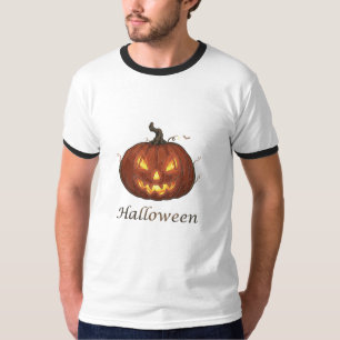 Spooky Fiery Jack-o'-Lantern Halloween Pumpkin T-Shirt