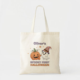 "Spooky First Halloween" Cute Ghost & Pumpkin Tote Bag