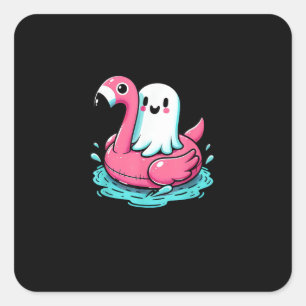 Spooky Flamingo Funny Spooky Summer Summerween Square Sticker