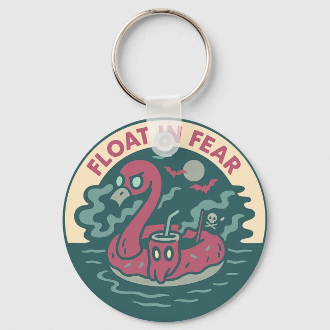 Spooky Flamingo Pirate Fun Keychain (Front)