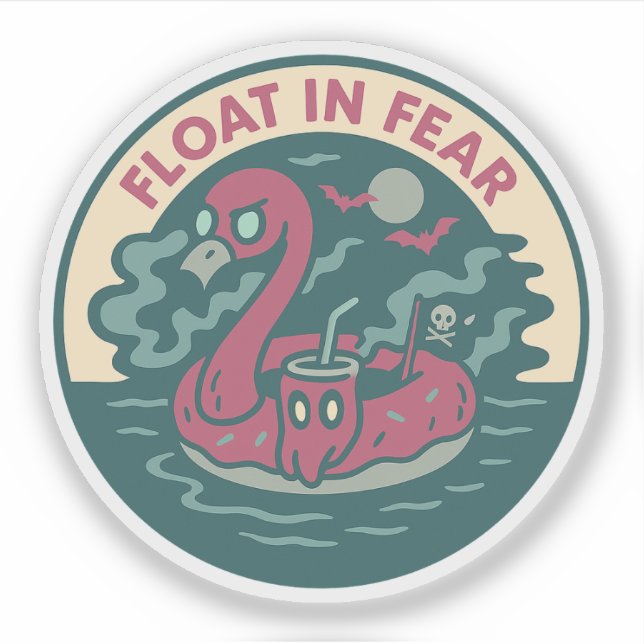 Spooky Flamingo Pirate Fun Sticker (Front)