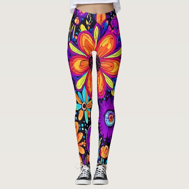 Spooky Floral Art Leggings (Front)