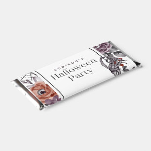 Spooky Floral Halloween Birthday Party Card Hershey Bar Favors