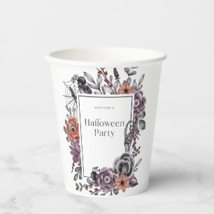 Spooky Floral Halloween Birthday Party Card Paper Cups