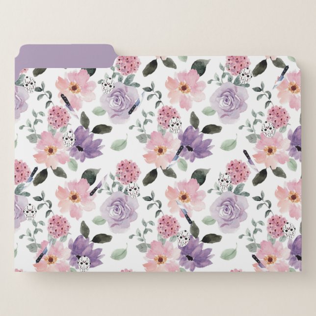Spooky Floral Horror Hockey Mask File Folders (Front Left)