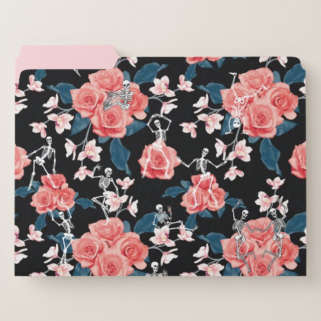 Spooky Floral Skeletons File Folders (Front Left)