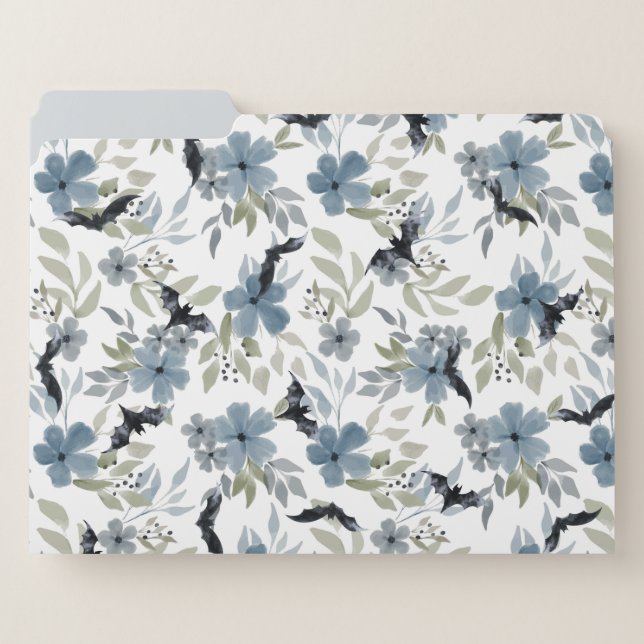 Spooky Floral Watercolor Bats File Folders (Front Left)