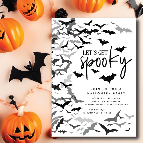 Spooky Flying Bat Halloween Party Invitation