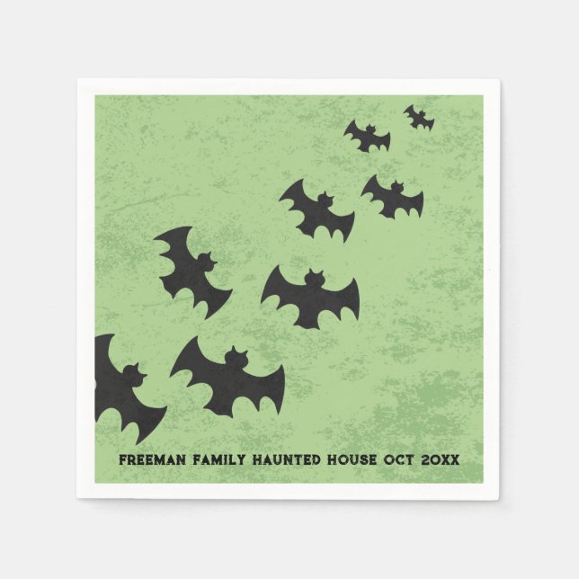 Spooky Flying Bats Halloween Party Napkins (Front)